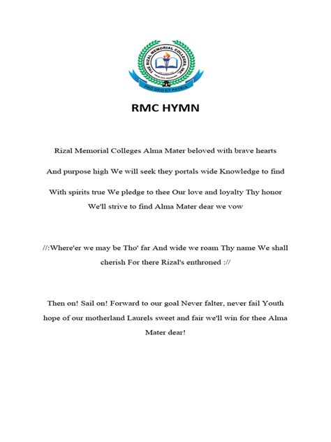 rmc hymn lyrics